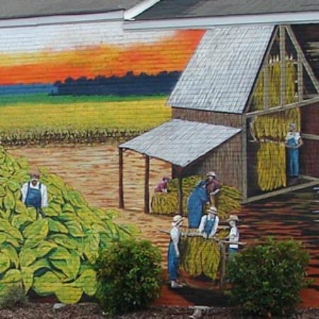 A portion of the Carthage, NC mural "When Tobacco Was King".