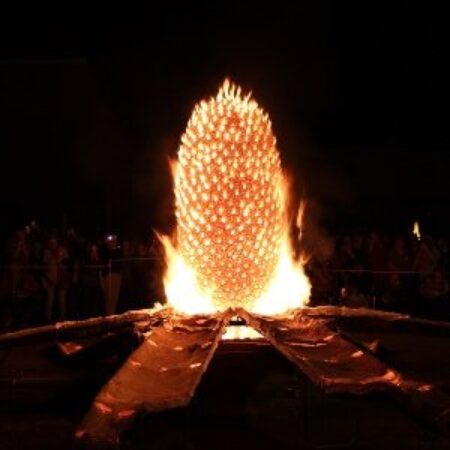 Sculpture piece on fire