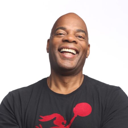 Comedian Alonzo Bodden laughing